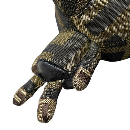 Em1124 Fendi Key Holder Key Chain Back Charm Monkey Studs Zucca Gold Hardware