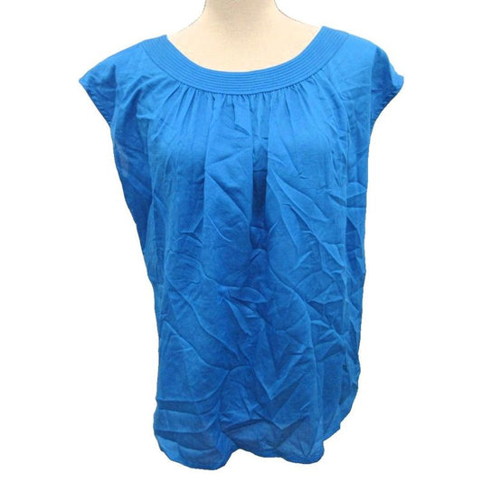 Christian DIOR Vintage Blouse Sleeveless Snap Button M Blue