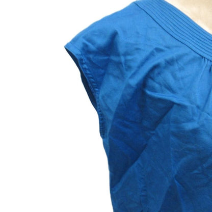 Christian DIOR Vintage Blouse Sleeveless Snap Button M Blue