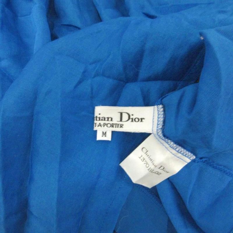 Christian DIOR Vintage Blouse Sleeveless Snap Button M Blue