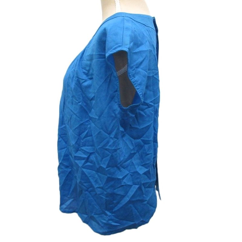 Christian DIOR Vintage Blouse Sleeveless Snap Button M Blue