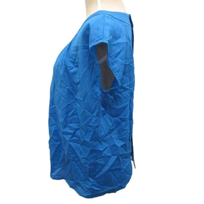 Christian DIOR Vintage Blouse Sleeveless Snap Button M Blue