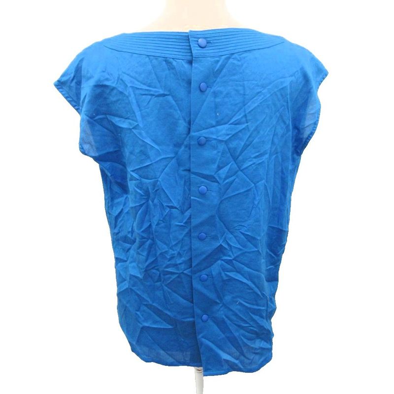 Christian DIOR Vintage Blouse Sleeveless Snap Button M Blue