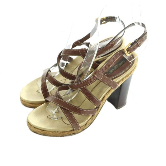 Louis Vuitton Sandals Chunky Heel Strap 35 22.5cm (8.86in) Brown MI - GY53