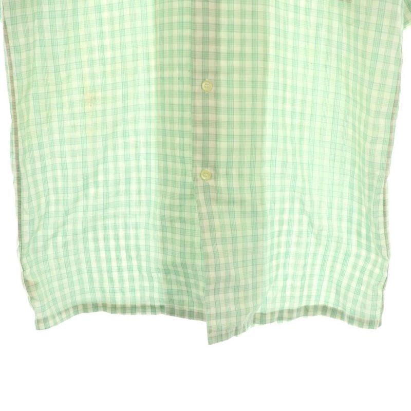 Christian DIOR Stand Collar Shirt Short Sleeve Check L Green White AT - OS -