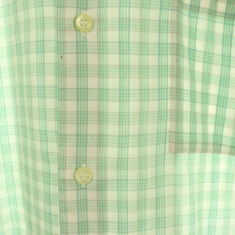 Christian DIOR Stand Collar Shirt Short Sleeve Check L Green White AT - OS -