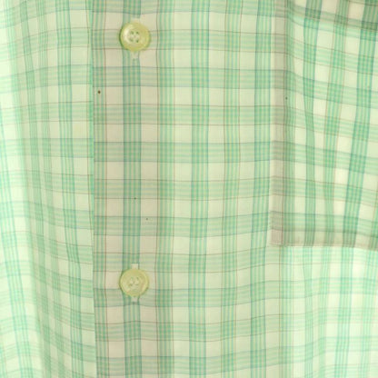 Christian DIOR Stand Collar Shirt Short Sleeve Check L Green White AT - OS -
