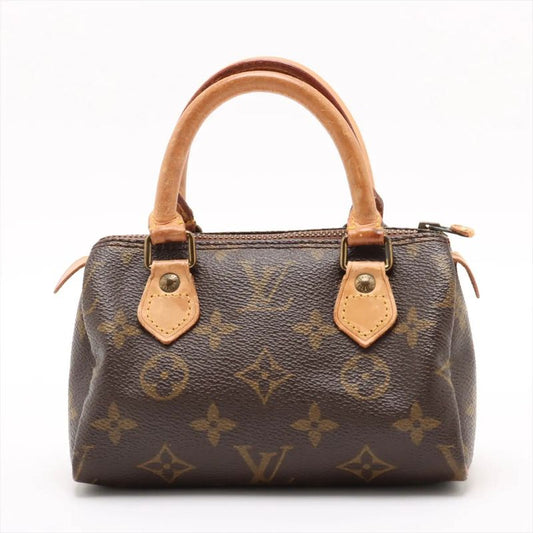 Louis Vuitton Monogram Mini Speedy M41534 Leather Handbag Genuine Leather