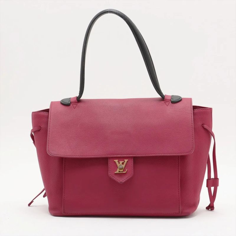 Louis Vuitton Lock Me PM Fuchsia M50360 Leather Handbag Tote Genuine Leather