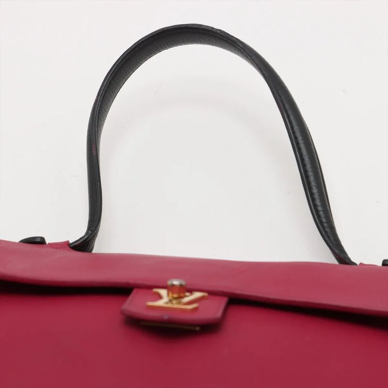 Louis Vuitton Lock Me PM Fuchsia M50360 Leather Handbag Tote Genuine Leather