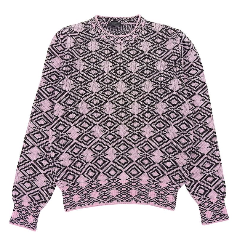 Prada Beautiful All-over Cashmere Knit Top Men's Pink And Black 44 Umb258 44