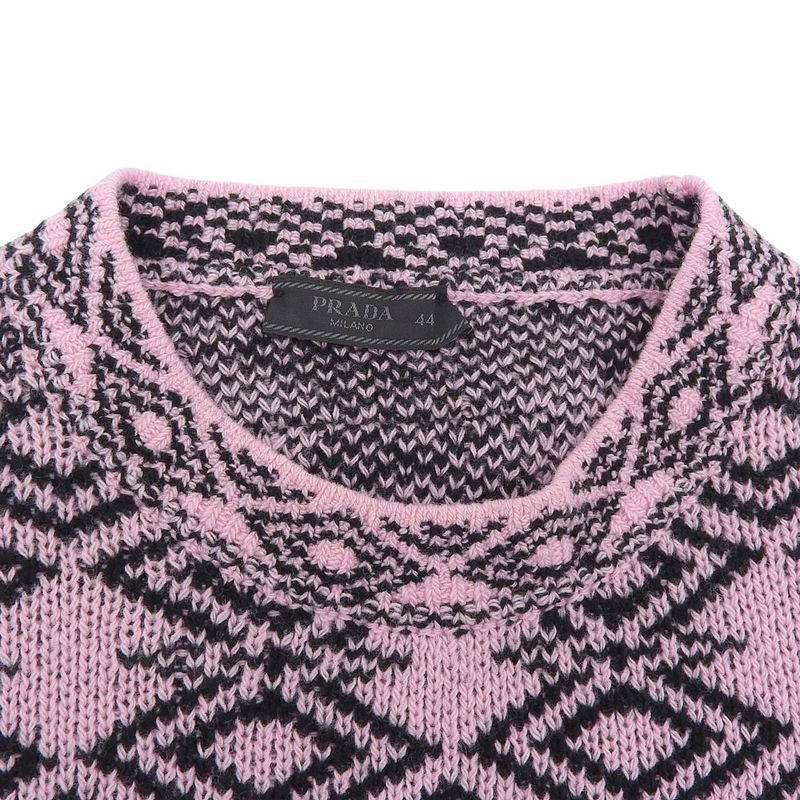 Prada Beautiful All-over Cashmere Knit Top Men's Pink And Black 44 Umb258 44