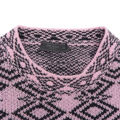 Prada Beautiful All-over Cashmere Knit Top Men's Pink And Black 44 Umb258 44
