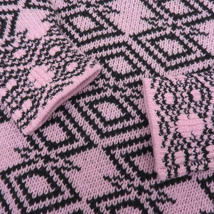 Prada Beautiful All-over Cashmere Knit Top Men's Pink And Black 44 Umb258 44