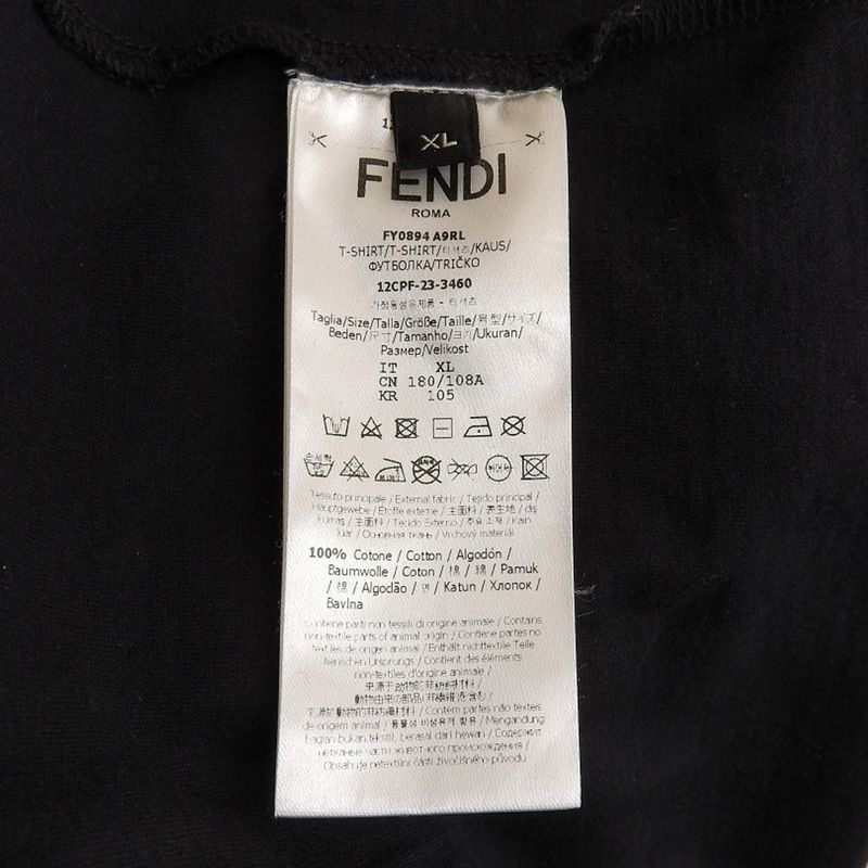 Fendi T-shirt Top Men's Black XL Fy0894a9rl 23 Years XL