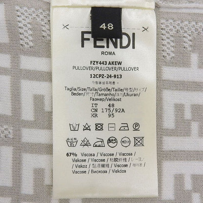 Fendi Beautiful Zucca Pattern Short Sleeve Knit Top Men's White Gray 48 Fzy443
