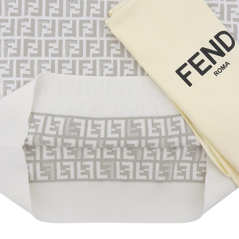 Fendi Beautiful Zucca Pattern Short Sleeve Knit Top Men's White Gray 48 Fzy443