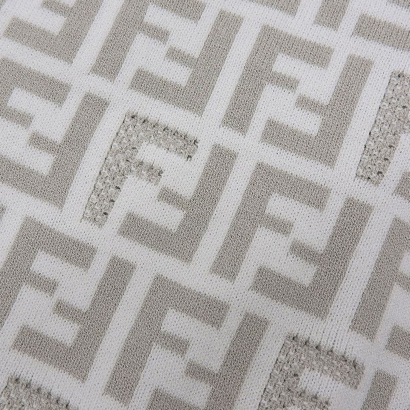 Fendi Beautiful Zucca Pattern Short Sleeve Knit Top Men's White Gray 48 Fzy443