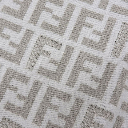 Fendi Beautiful Zucca Pattern Short Sleeve Knit Top Men's White Gray 48 Fzy443