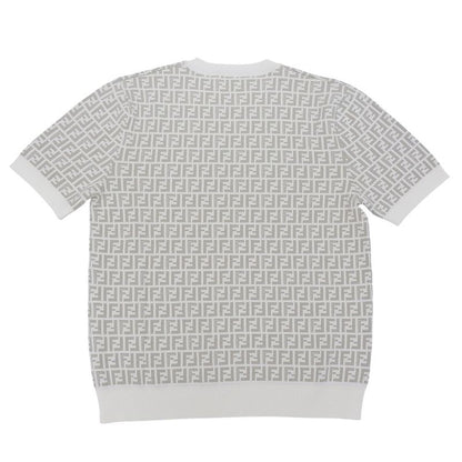Fendi Beautiful Zucca Pattern Short Sleeve Knit Top Men's White Gray 48 Fzy443