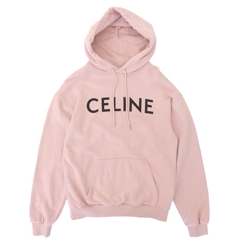Celine Cotton Logo Pullover Hoodie Top Men's Pink XS 2y321670q XS