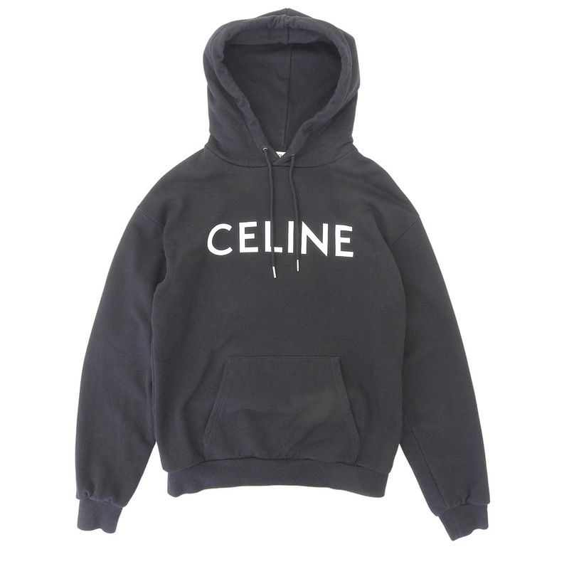 Celine Cotton Logo Pullover Hoodie Top Men's Black XS 2y321670q XS