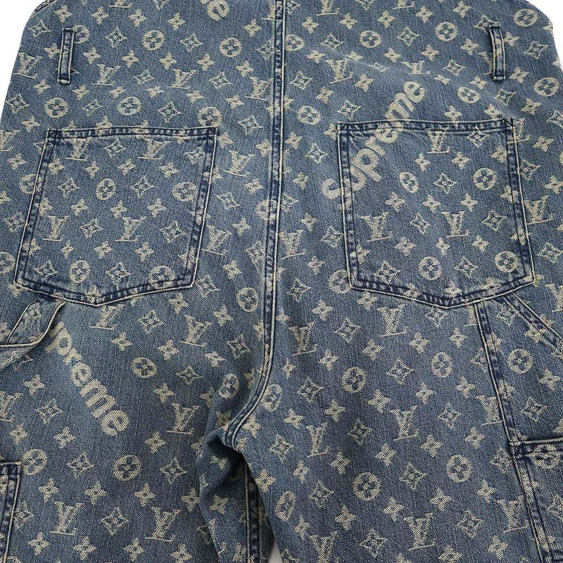 Louis Vuitton X Supreme Louis Vuitton Supreme 17aw LV Jacquard Denim Overalls
