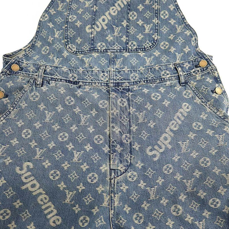 Louis Vuitton X Supreme Louis Vuitton Supreme 17aw LV Jacquard Denim Overalls