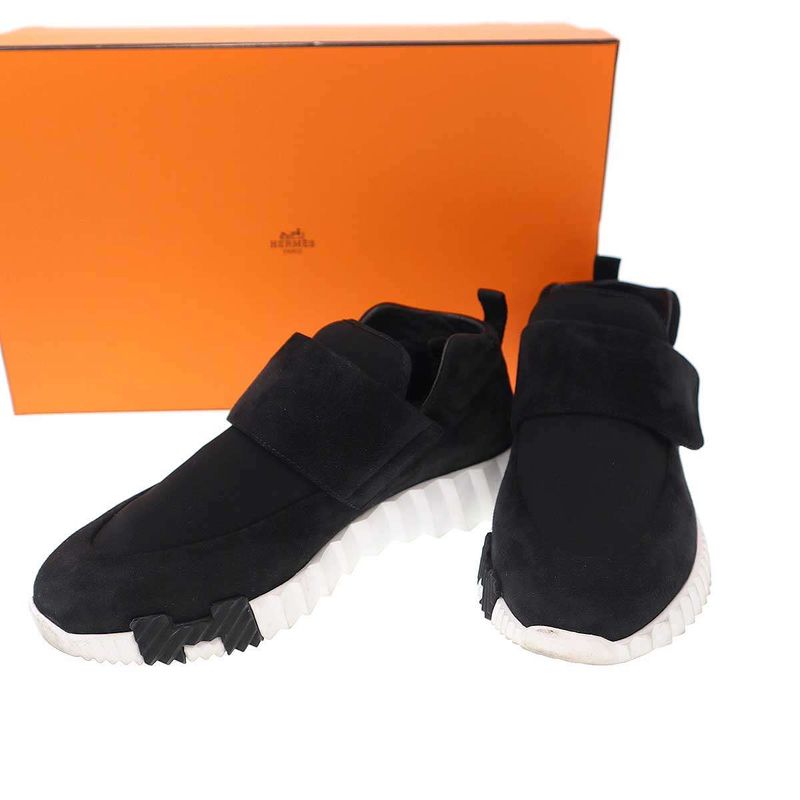 Hermes 23aw H Suede Low Cut Leather Sneakers H232101z Black 37