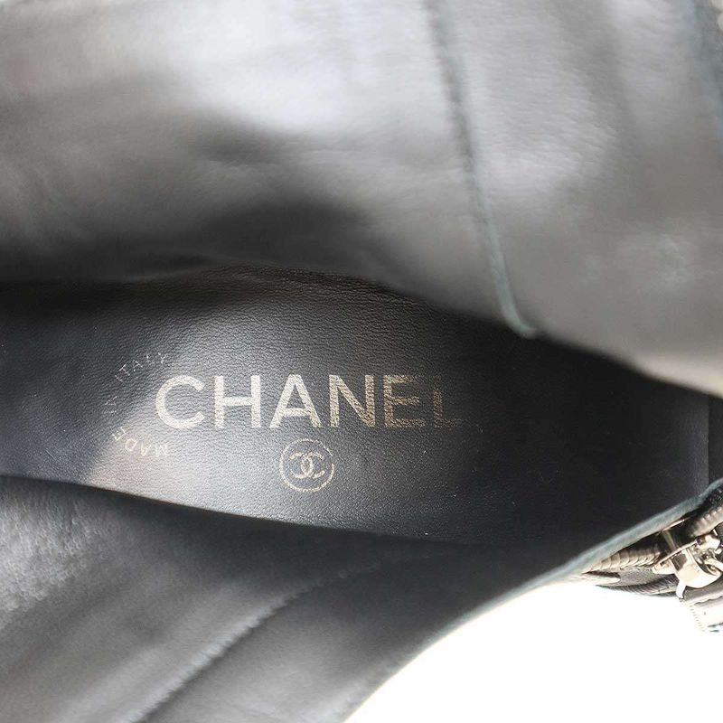 Chanel Matelasse Coco Mark Heeled Short Boots G33580 Black 38