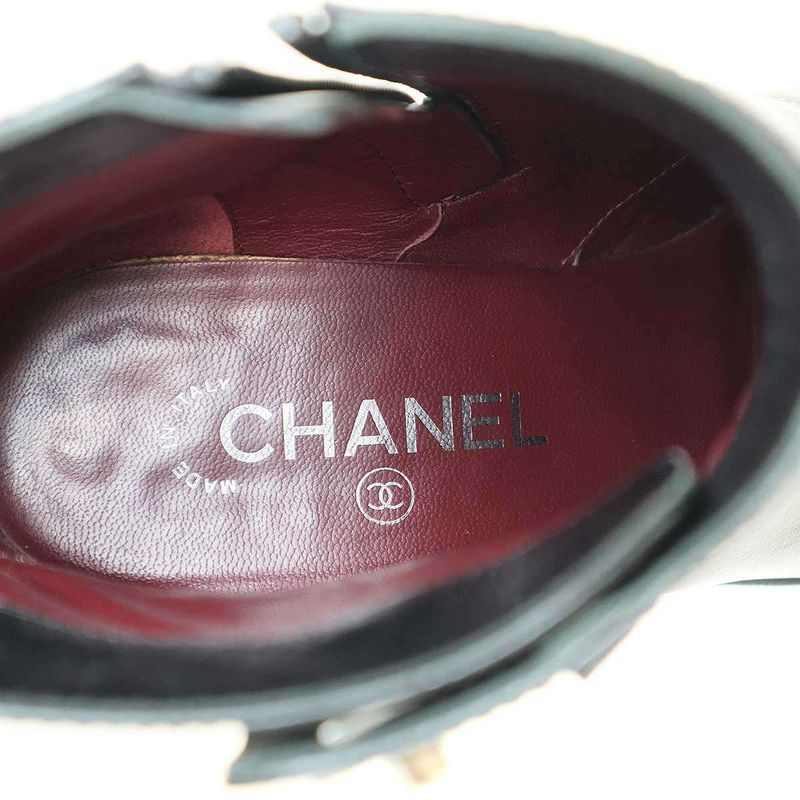 Chanel Coco Cles Peep Sole Leather Boots G31204 Black 38