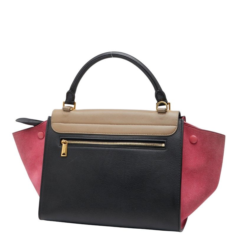 Celine Trapeze Small Tricolor Handbag Shoulder Bag 2WAY Black Multicolor