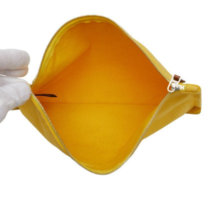 Hermes Yachting MM Clutch Bag Second Bag Pouch Yellow Canvas Ladies Hermes