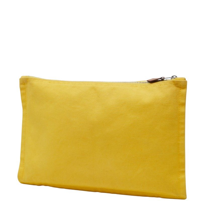 Hermes Yachting MM Clutch Bag Second Bag Pouch Yellow Canvas Ladies Hermes