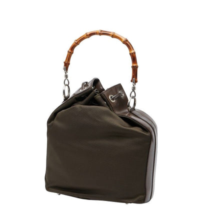 Gucci Bamboo Handbag Shoulder Bag 2WAY 001 3754 1657 Brown Nylon Patent Leather