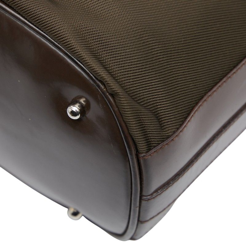 Gucci Bamboo Handbag Shoulder Bag 2WAY 001 3754 1657 Brown Nylon Patent Leather