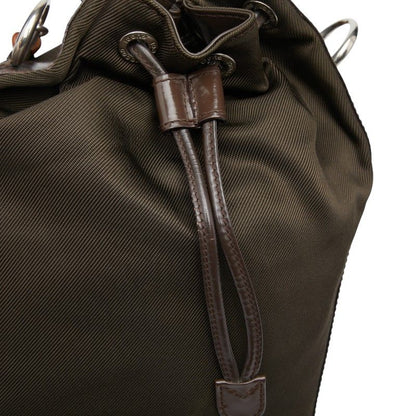 Gucci Bamboo Handbag Shoulder Bag 2WAY 001 3754 1657 Brown Nylon Patent Leather