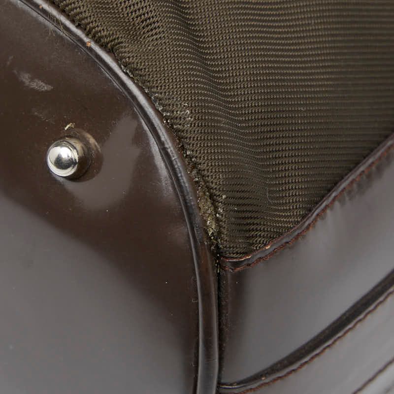 Gucci Bamboo Handbag Shoulder Bag 2WAY 001 3754 1657 Brown Nylon Patent Leather