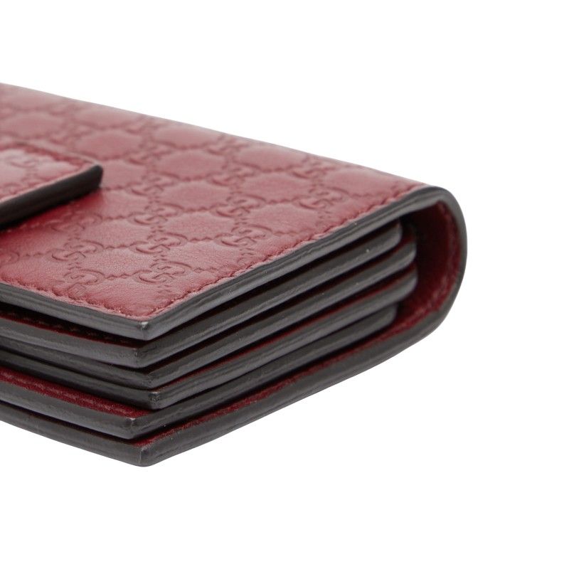Gucci Micro Guccissima Card Case Card Holder 309656 Wine Red Bordeaux Leather