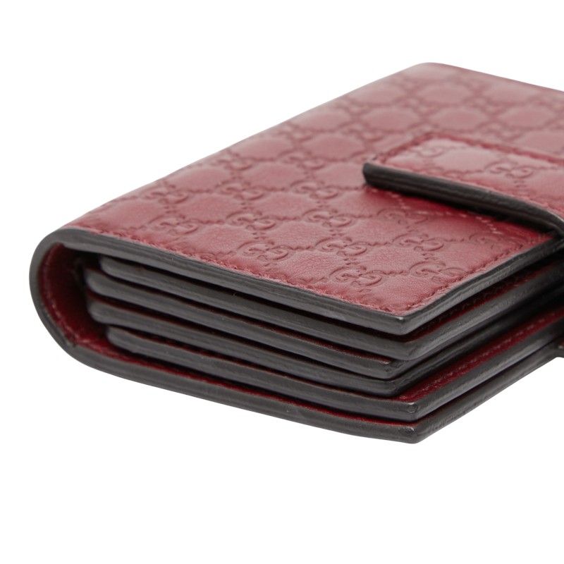 Gucci Micro Guccissima Card Case Card Holder 309656 Wine Red Bordeaux Leather