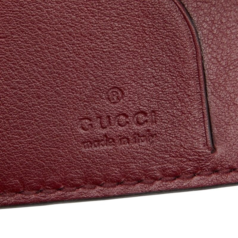 Gucci Micro Guccissima Card Case Card Holder 309656 Wine Red Bordeaux Leather