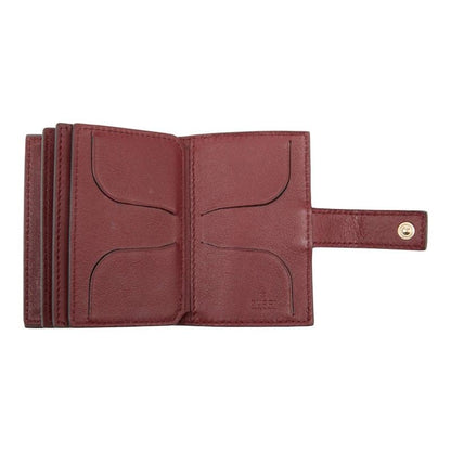 Gucci Micro Guccissima Card Case Card Holder 309656 Wine Red Bordeaux Leather