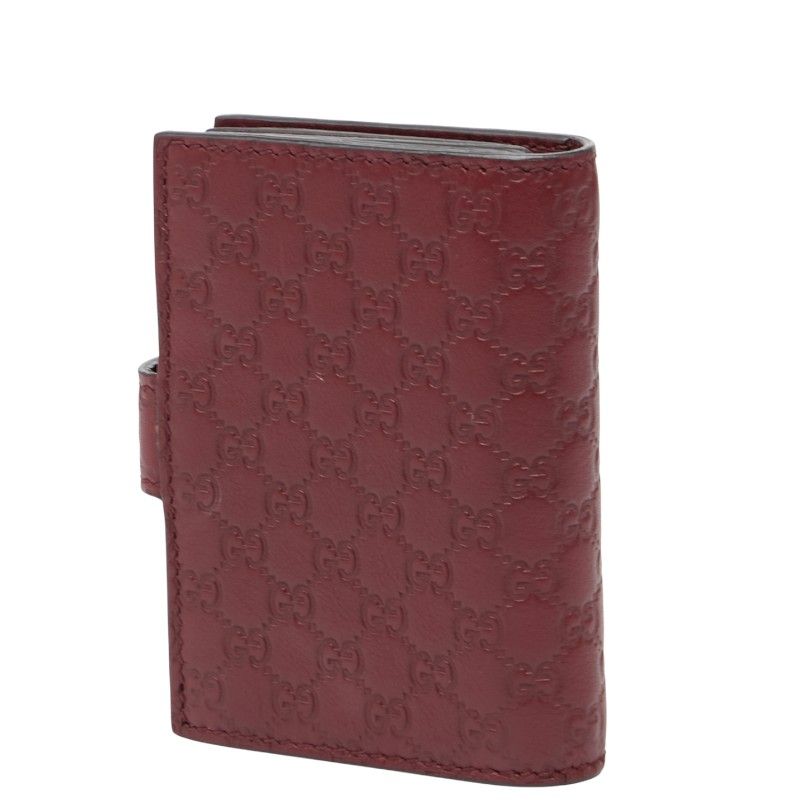 Gucci Micro Guccissima Card Case Card Holder 309656 Wine Red Bordeaux Leather