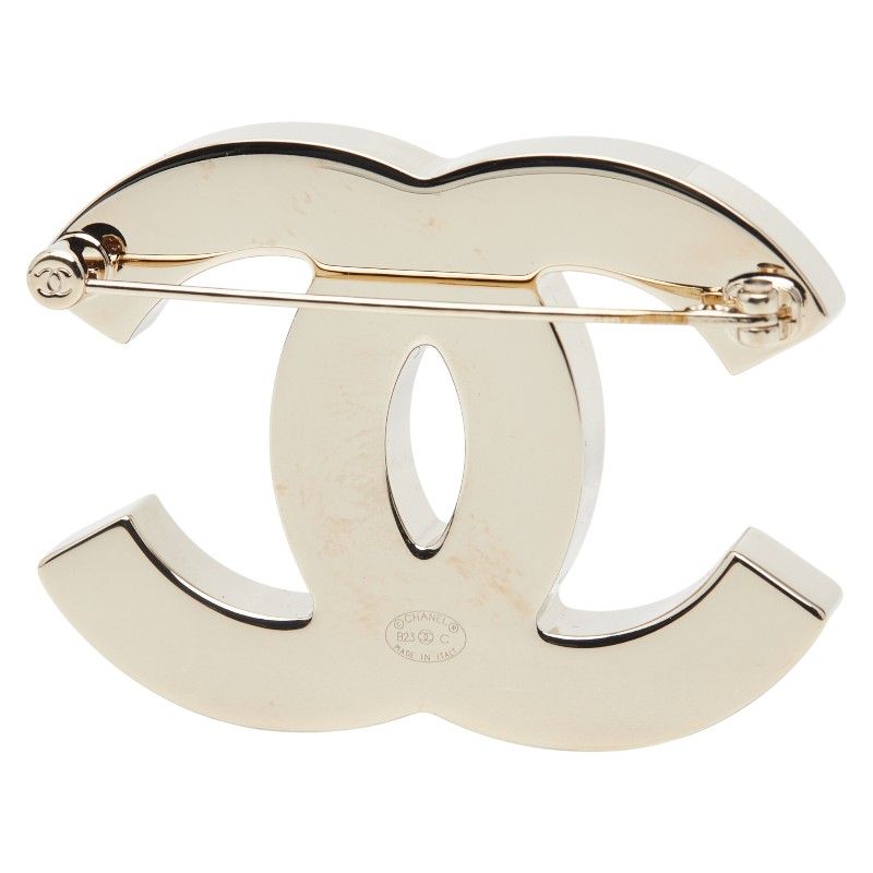 Chanel Coco Mark Gold Black White Plated Ladies Chanel