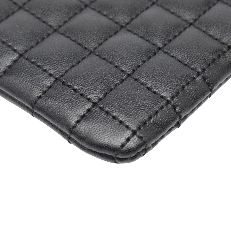 Celine Ccharm Quilted Coin Case Card Case Black Leather Women Celine