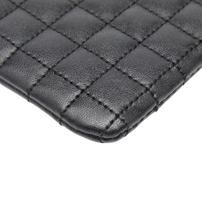 Celine Ccharm Quilted Coin Case Card Case Black Leather Women Celine