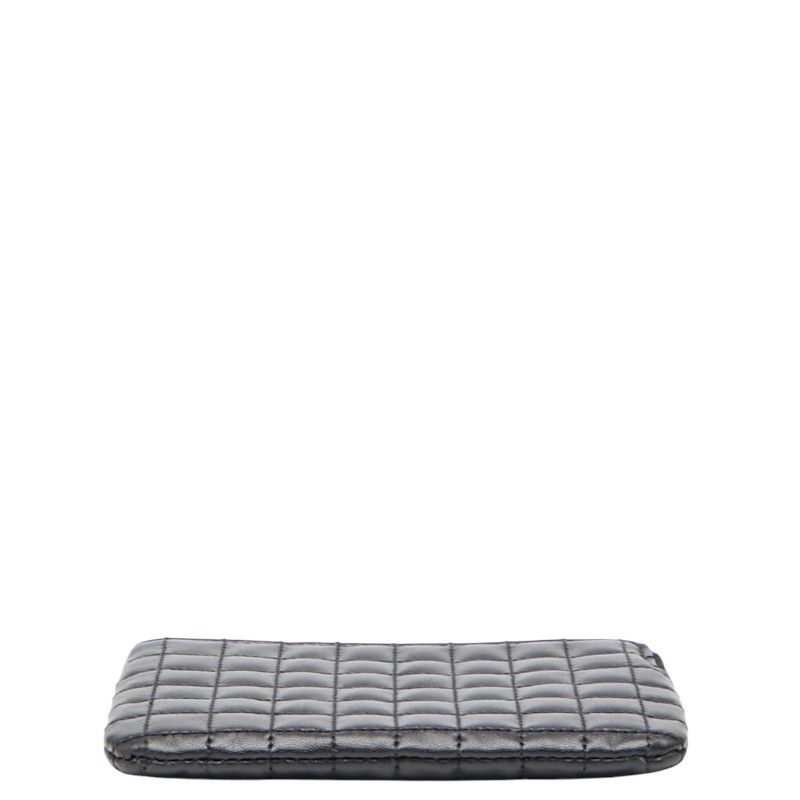 Celine Ccharm Quilted Coin Case Card Case Black Leather Women Celine