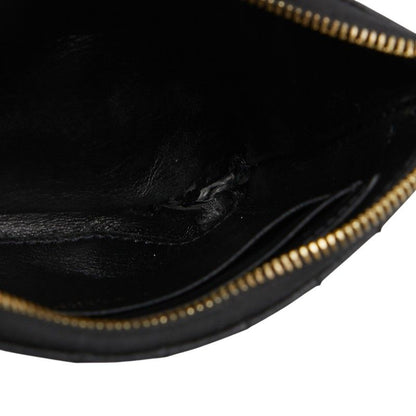 Celine Ccharm Quilted Coin Case Card Case Black Leather Women Celine