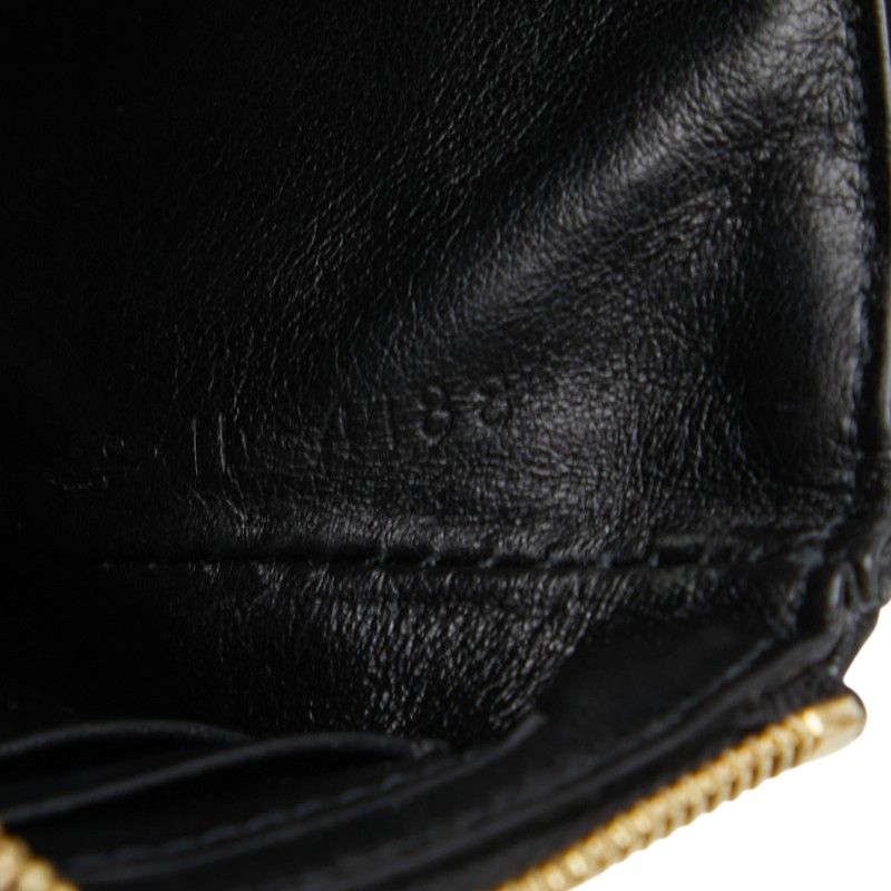 Celine Ccharm Quilted Coin Case Card Case Black Leather Women Celine