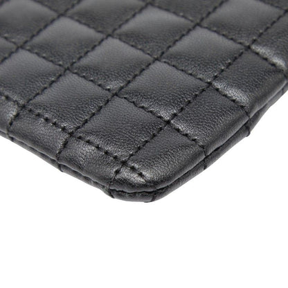 Celine Ccharm Quilted Coin Case Card Case Black Leather Women Celine